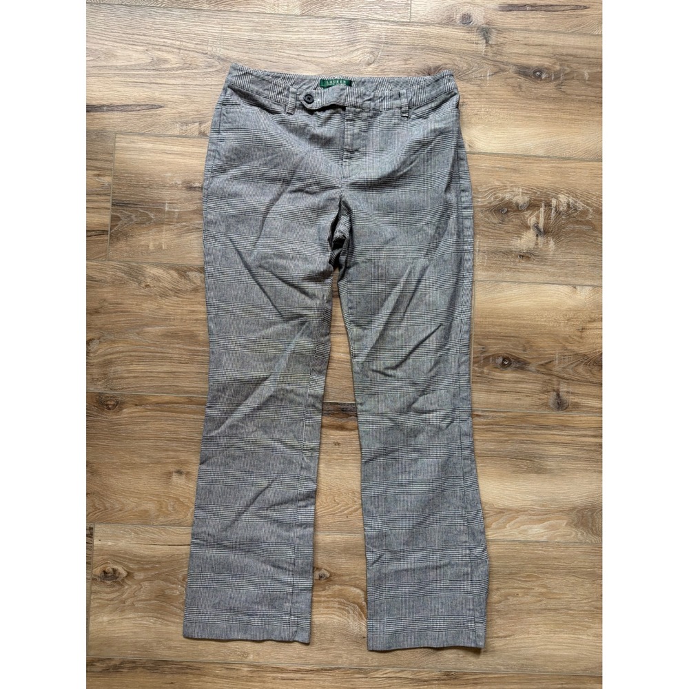 Lauren Ralph Lauren Adelle Women's Size 10 Houndstooth Plaid Stretch Pants Work